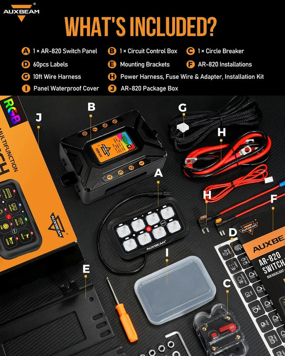 AR Series 8 Gang (AR-820) RGB Switch Panel with APP, Toggle/ Momentary/ Pulsed Mode Supported (Two-Sided Outlet)