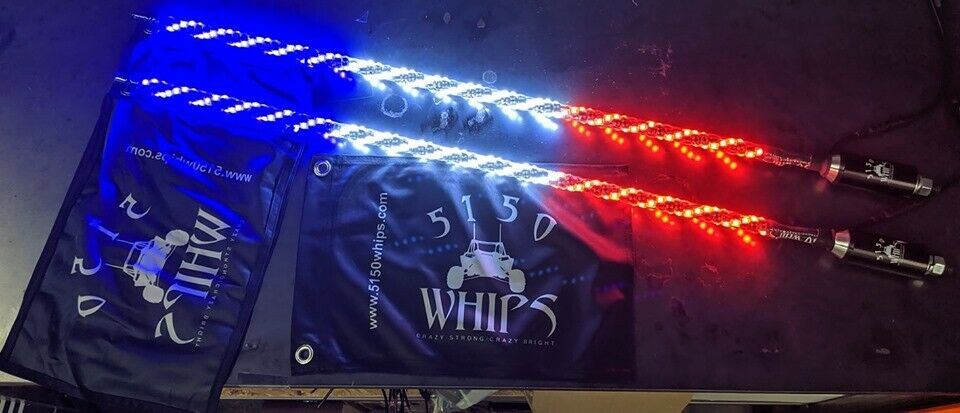 2X  187" 5150 Whips Bluetooth LED Whip (Pair) lifetime warranty